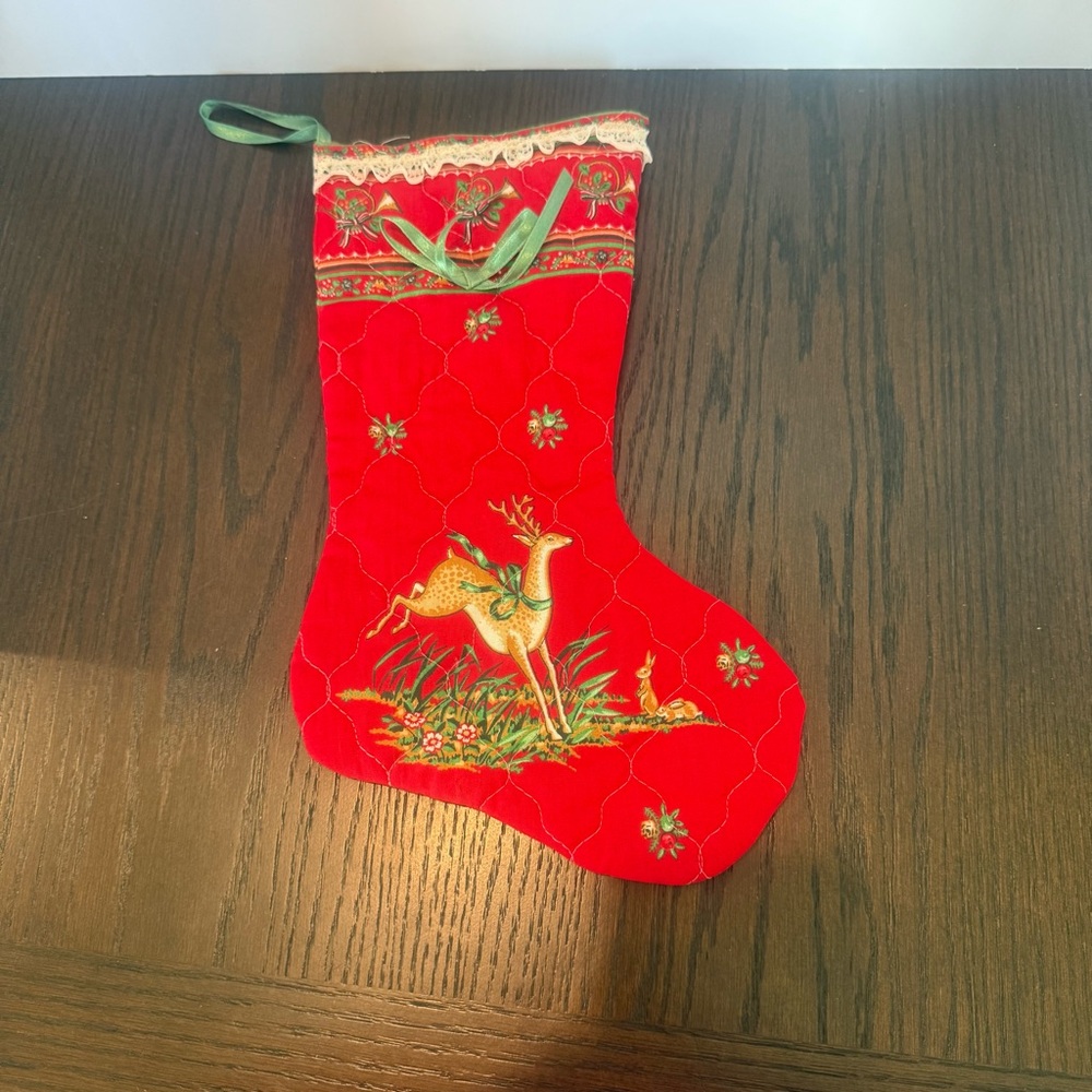 Festive Red‎ Christmas Stocking with Reindeer Design